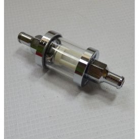 Glass & Chrome Fuel Filter for Classic Motorcycle 1/4"x 1/4" Fuel Line Size
