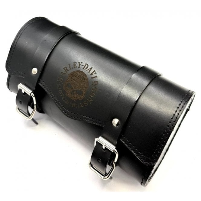 Harley-Davidson Genuine Leather Tool Roll Willie G. Skull Finished in Black Leather With Straps 