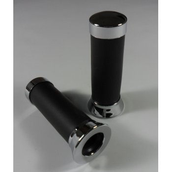 Honda Custom Handle Bar Grips Black Foam & Chrome Finish Suitable For 25mm & 1