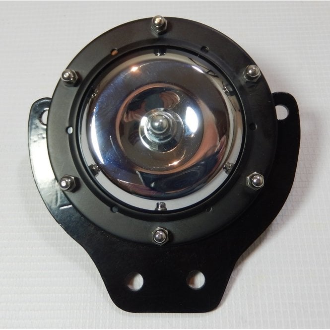 Lucas Replica Altette Horn With Fixing Bracket 12V LU HF1234, LU 701639, Black Bezel