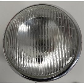 Lucas Type 7" Flat Back Chrome Headlight Complete With Beam Unit & Bulbs LU54524099