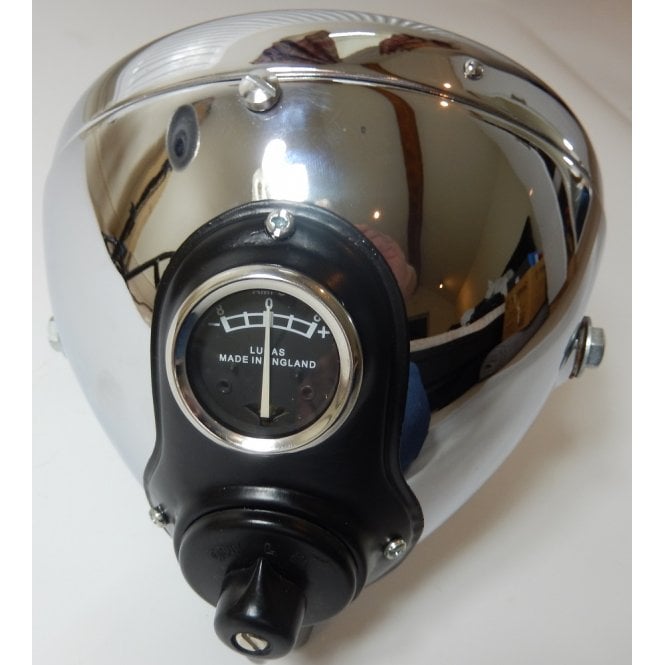 Lucas Type SSU700 Chrome & Black Powder Coated Panel Switch 7" Headlamp Beam Unit 
