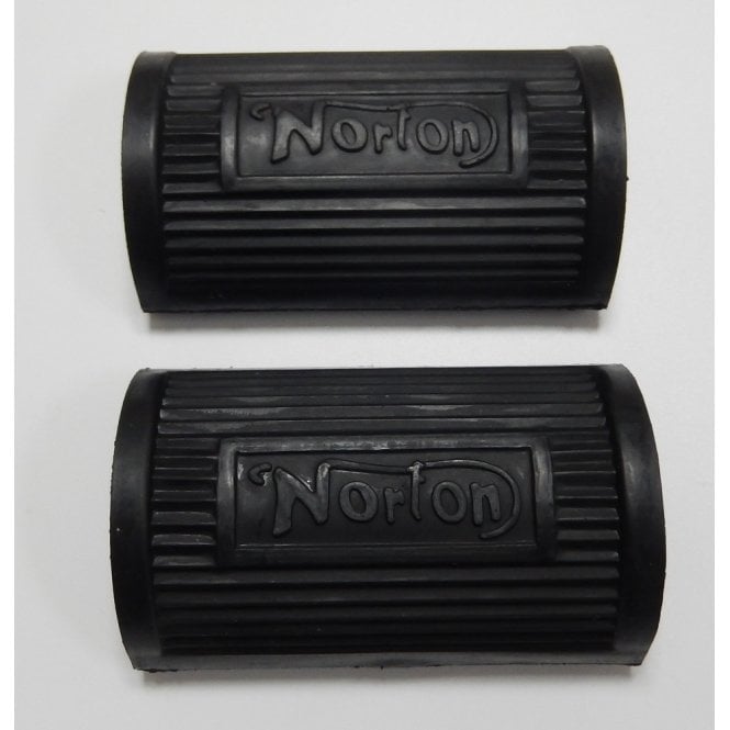 Norton ES2, 16H Pedal Type Footrest Rubbers (Pair) With Norton Logo OEM No 04-0370