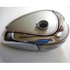 Norton Model 19 Fuel Tank 1933 Painted Chrome, Black Silver & Red Lining With Norton Logo