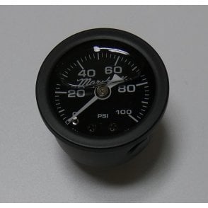 Oil Pressure Gauge 1.5" (40mm) Liquid filled Dial Black / White Body Black 1/8" NPT 0-100 PSI