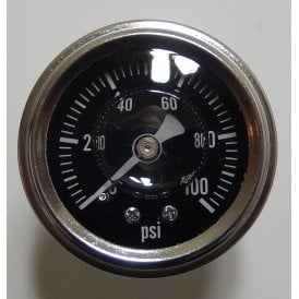 Oil Pressure Gauge 1.5" (40mm) Liquid filled Dial Chromed Body 1/8" NPT 0-100 PSI