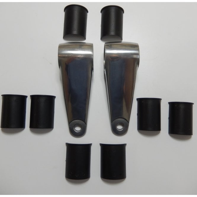 Pair of Classic Motorcycle Polished Aluminium Universal Headlight Brackets With Shims