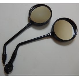 Pair of Universal Mirror 10mm Black Round Left & Right Hand With Clamps For 7/8" Handlebars