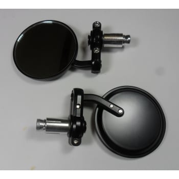 Pair of Universal Phoenix Bar End Mirrors Black Finish (Sold as a Pair)