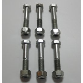 Set of 6 2" Long x 3/8"" UNF Hexagonal Bolt Part Threaded With Locking Nuts