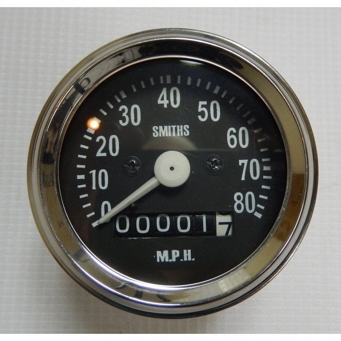 thumbnail image 2 of AEspares Smiths Style 80 MPH Speedometer – 2.5" Black Dial For Norton BSA Triumph 2 of 5