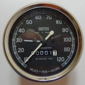 Smiths Replica Speedometer 0-120 MPH Black Body 2:1 Ratio UK Speedometer Fitting