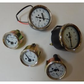 Smiths Replica Speedometer, Tachometer, Oil Pressure, Fuel & Temperature Gauge Set White Face