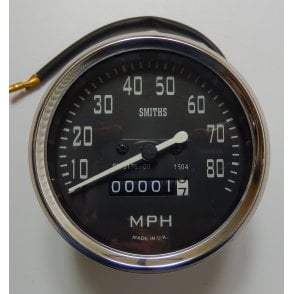 Smiths Type Speedometer 0-80 MPH Black Body 2:1 Ratio UK Speedometer Fitting