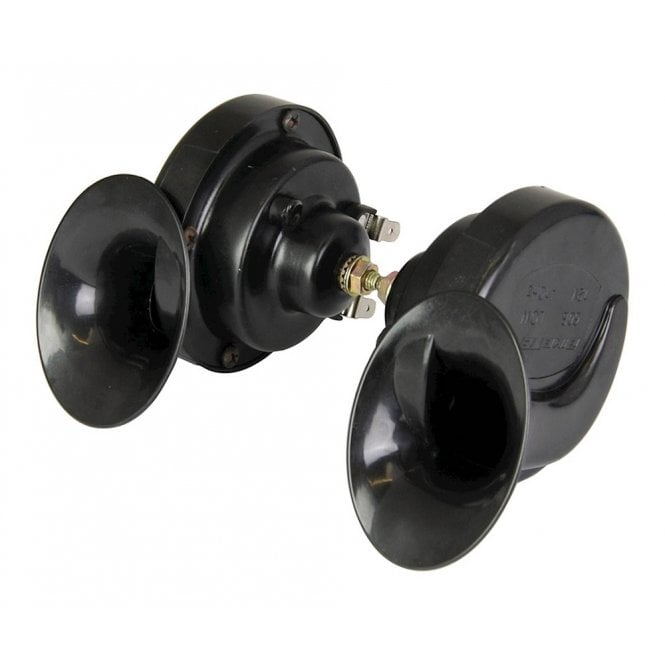 Triumph, BSA Black Twin Pack Snail Horn 12V Replacement For Clear Hooter" Windtone Horns 