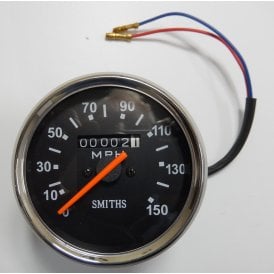 Triumph, BSA, Norton Speedometer Black Face With Bulb Holders 1:25-1/15:12