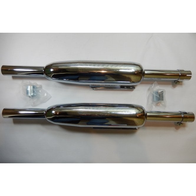 Triumph , BSA Oil in Frame Silencers With Extended Inlet Pipes Sold as a Pair 1 1/2