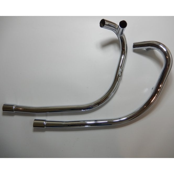 Triumph T100R Down Pipes 1972 Push-in With Balance Pipe Fitment Made in England