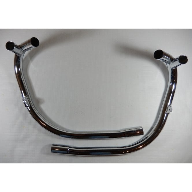 Triumph T100R Down Pipes 1973 Push-in With Balance Pipe UK Made Excellent Chrome Finish