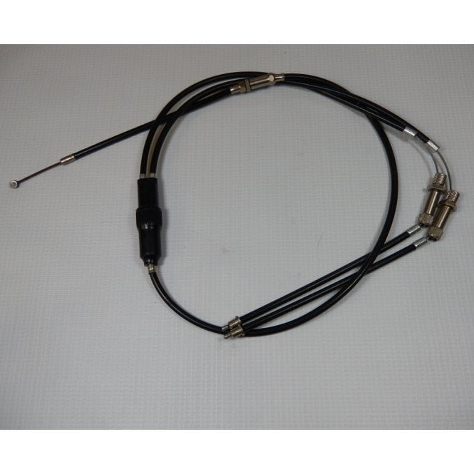 Triumph T120 1965-1973 Twin Throttle Cable Set 3 Cables & Junction Box With Adjusters