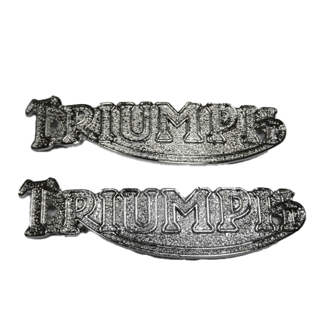 Triumph Tank Badges Chrome Small Type Sold as a Pair 4.5