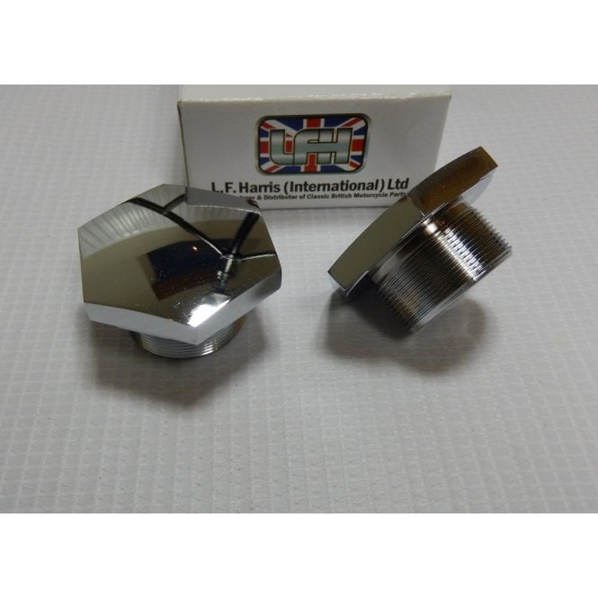 TriumphT100, T120, T150 Fork Nut Chrome 28TPI Sold As A Pair Made in England