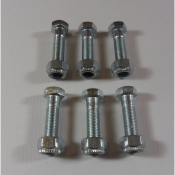 UNF 1 3/8" x 3/8" Bolts & Metal Locking Nuts Set of Six