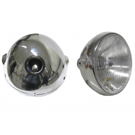 Universal 7" Complete Headlamp With Beam Unit Chrome Single Hole With 12V Halogen Bulb