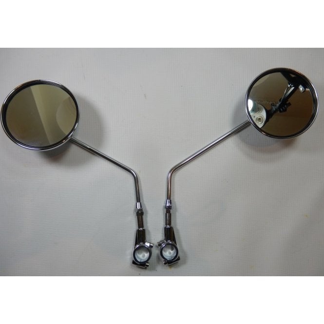 Universal Classic Motorcycle Clamp-on Chrome Mirror Round 7/8" Handlebars (Pair) 