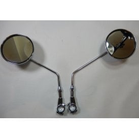 Universal Classic Motorcycle Clamp-on Chrome Mirror Round 7/8" Handlebars (Pair) 