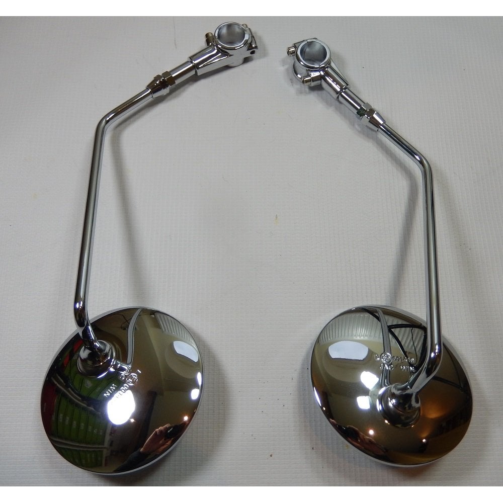 Pair Chrome 7/8" Handle Bar End Mirrors For Motorcycles | Universal Foldable
