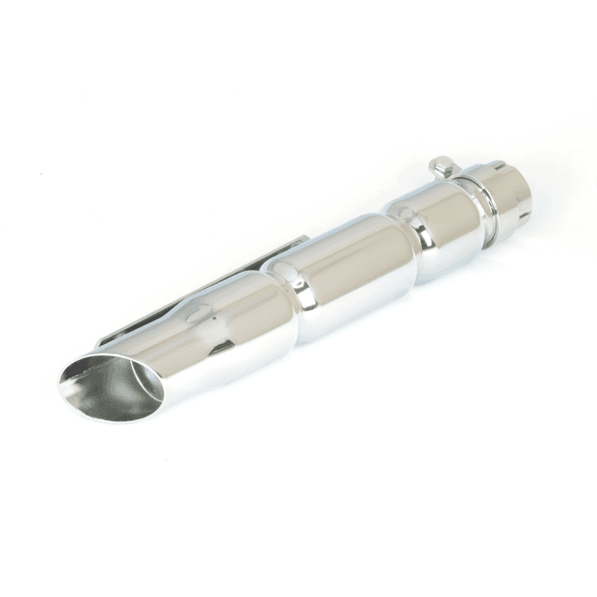 Universal Custom Silencer 15" Chrome Bevel Slash Cut With Fixing Bracket & Reducer Kit