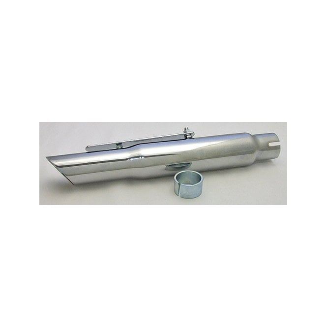 Universal Custom Silencer 15" Chrome Slash Cut With Fixing Bracket & Reducer Kit