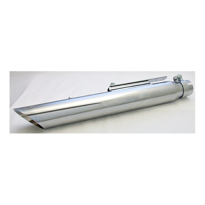 Universal Slash Cut Silencer Chrome 19" Long Fits Down Pipes 1 /12" - 1 5/8"
