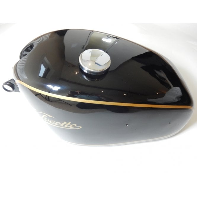 Velocette Venom Tank Painted Black With Gold Striping & Logo