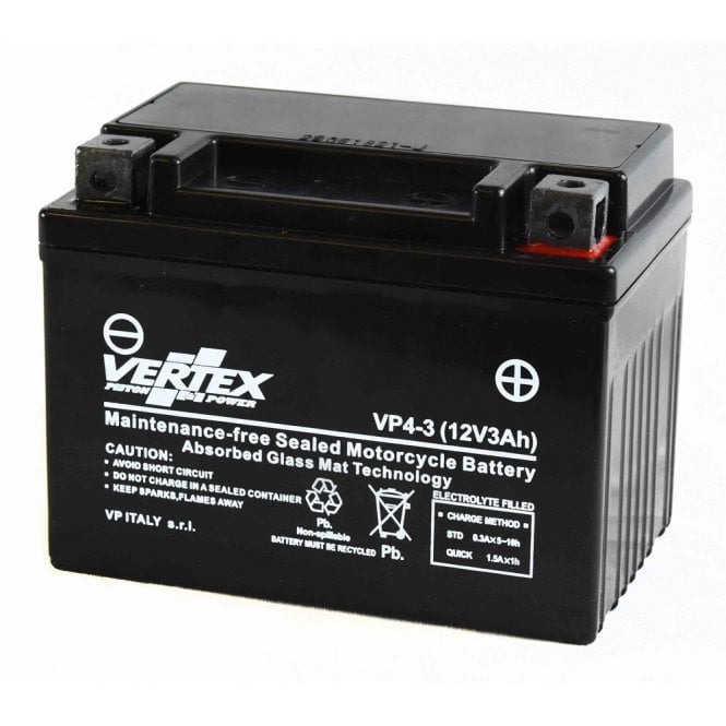 Vertex Dry Sealed Gel Battery 12v VP4-3 Replaces CT4L-BS, CTX4L-BS
