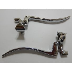 Vintage Motorcycle Clutch & Brake Yoke Levers Finished in Chrome Fit 7/8" Handlebars